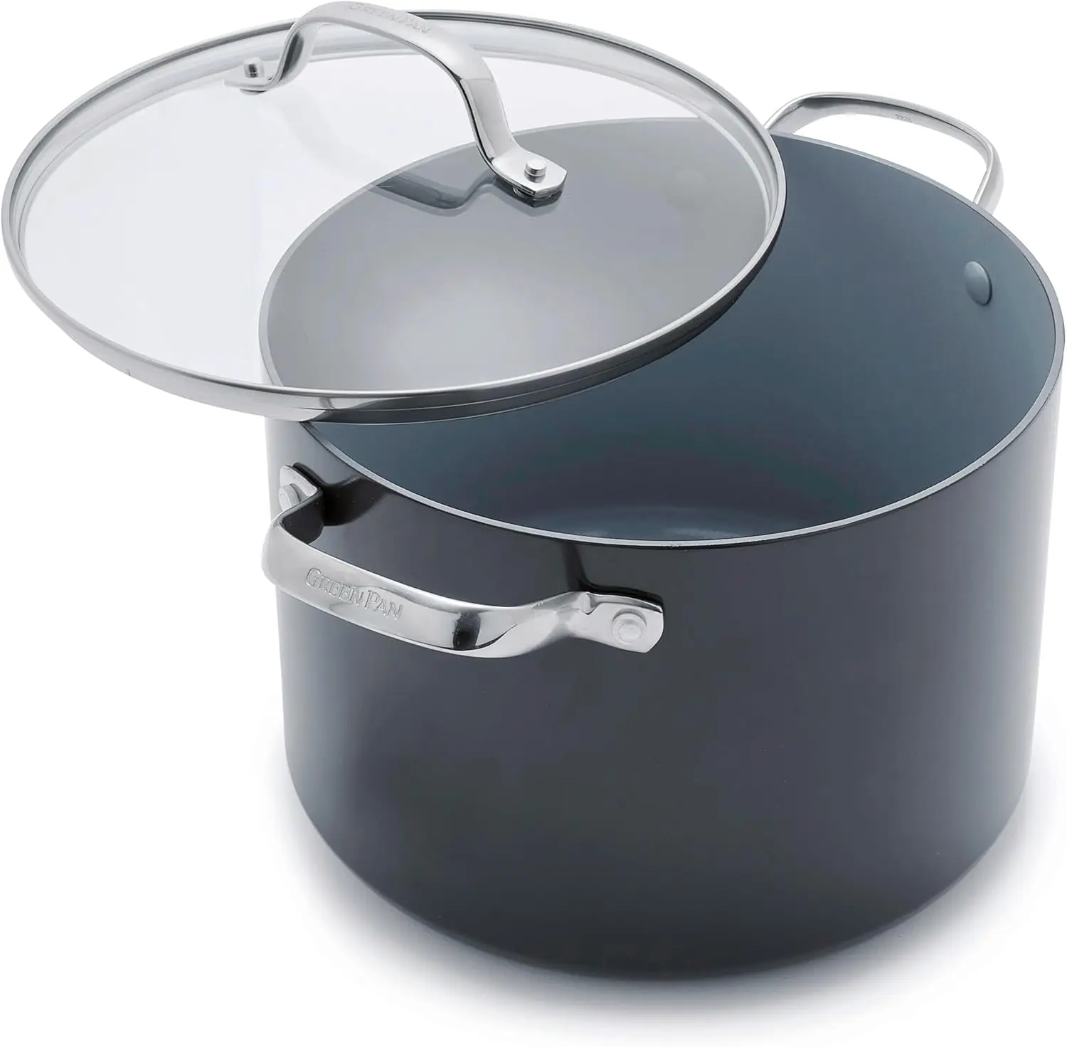 

Hard Anodized Healthy Ceramic Nonstick 8QT Stock Pot with Lid, PFAS-Free, Induction, Dishwasher Safe, Oven Safe, Gray