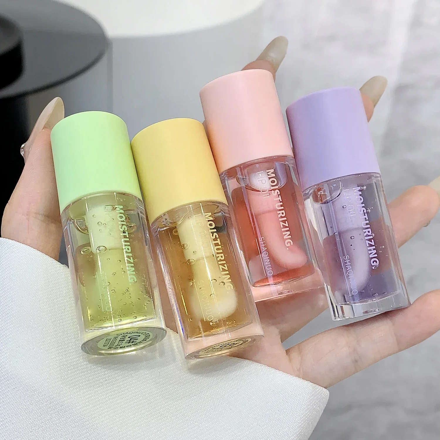 Clear Hydrating Plumping Korean Lip Care Makeup Water Light Lip Gloss Moisturizer Transparent Jelly Mirror Fruit Crystal Lip Oil