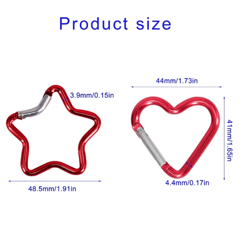 10 ชิ้น Heart Star Carabiner คลิป Carabiner พวงกุญแจสำหรับกระเป๋าถือฮาร์ดแวร์ DropShipping