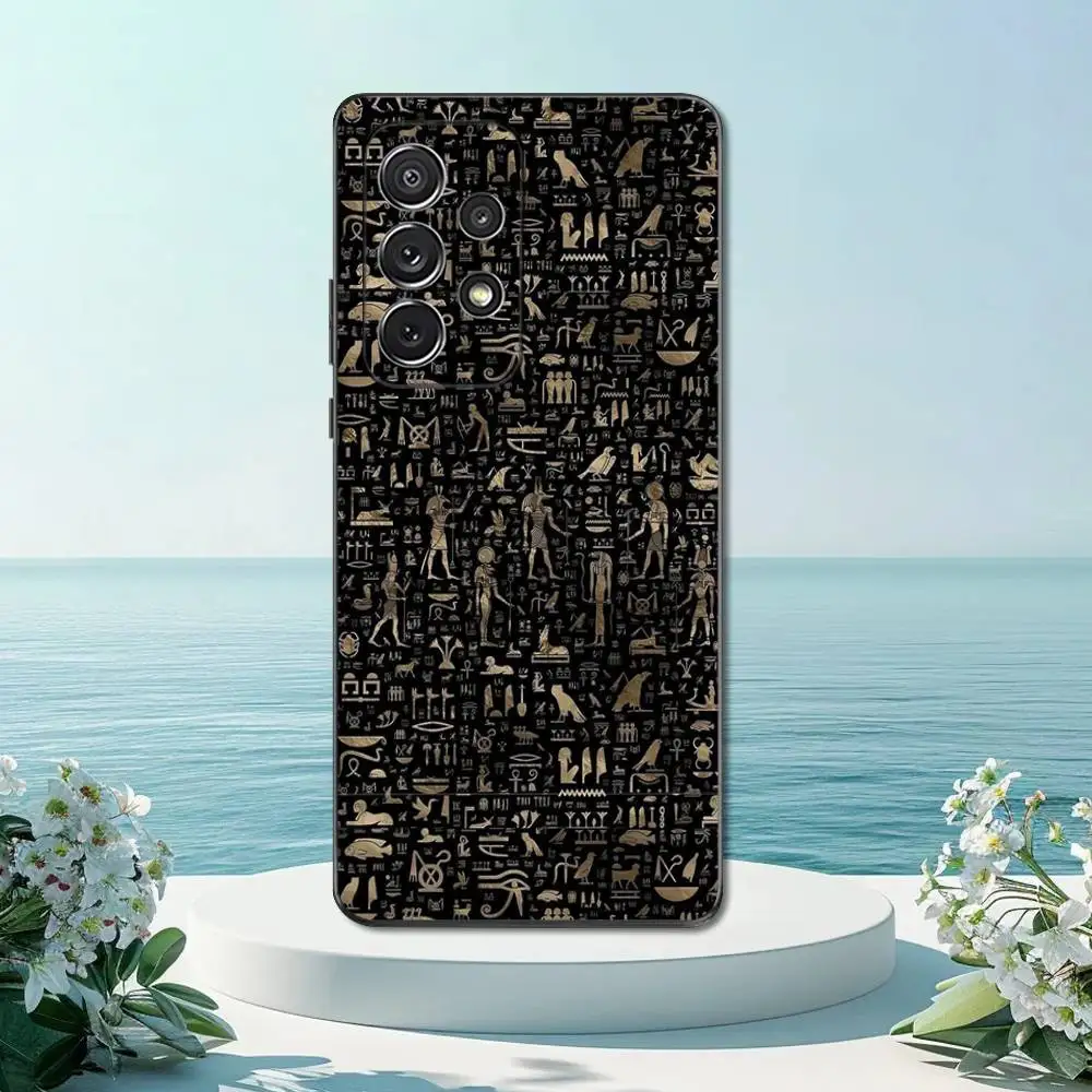 Ancient Hieroglyphics Egypt Phone Case For Samsung S22,S21,S20,S10,S9,S25,S24,S23,Ultra,FE,Plus,Lite,Soft Silicone Black Cover