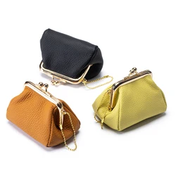 Coin Purse for Women Genuine Leather Change Pouch Clutch Wallet with Clasp Closure for Girls and Women Kiss Lock Change Purse