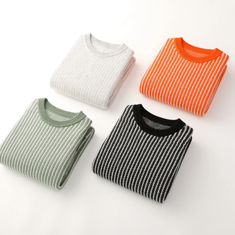 

Men's Autumn Winter 100% Merino Wool O-Neck Classic Jacquard Pullover Business Casual Cashmere Knitted Fashionable Soft Sweater