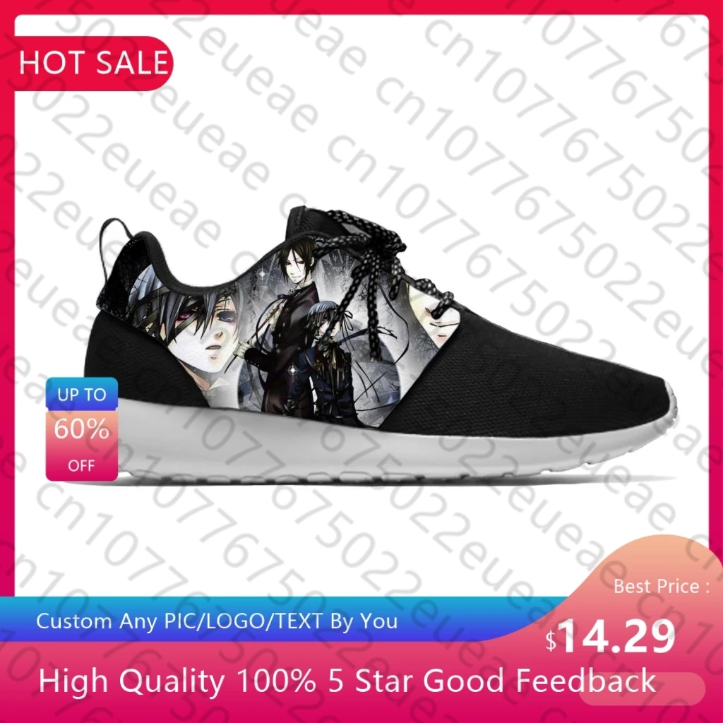 Manga Anime Cartoon schwarz Butler Sebastian Ciel Sport Laufschuhe lässig atmungsaktiv leichte 3D-Druck Männer Frauen Turnschuhe