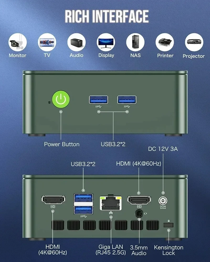 Mini PC G3 Plus intel Twin Lake N150 Mutil-Core Windows 11 DDR4 NVMe SSD WIFI6 BT5.2 4K HD ordenador de oficina/hogar Win11 GMKtec