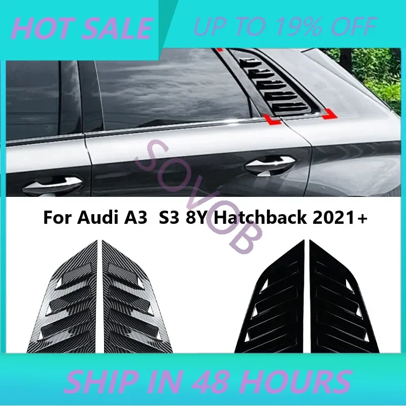 SOVOB Car Rear Window Louver Cover Trim For Audi A3 S3 8Y Sportback 2021+ Rear Triangular Window Shutter Shade Spoiler Body Kits