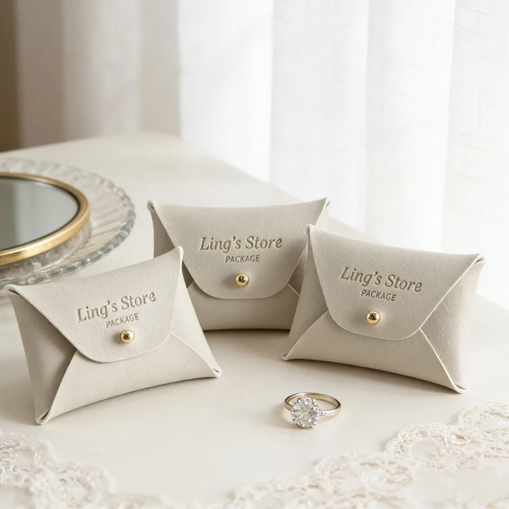 

Personalized Logo 7x5cm Leather Coin Purse Jewelry Bag Wedding Gift Candy Box Jewlery Packaging Organizer Trinket Key Stud Boxes