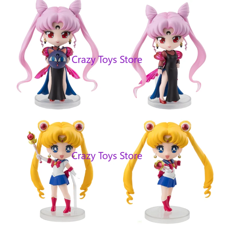 

In Stock Original Bandai Figuarts Mini Black Lady Sailor Moon Crystal Star Anime Character PVC Q Version Cute Figure