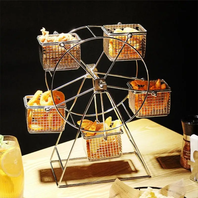 M76D French Fries Holder Stainless Steel Dessert Tower Ferris-Wheel Design Decoration