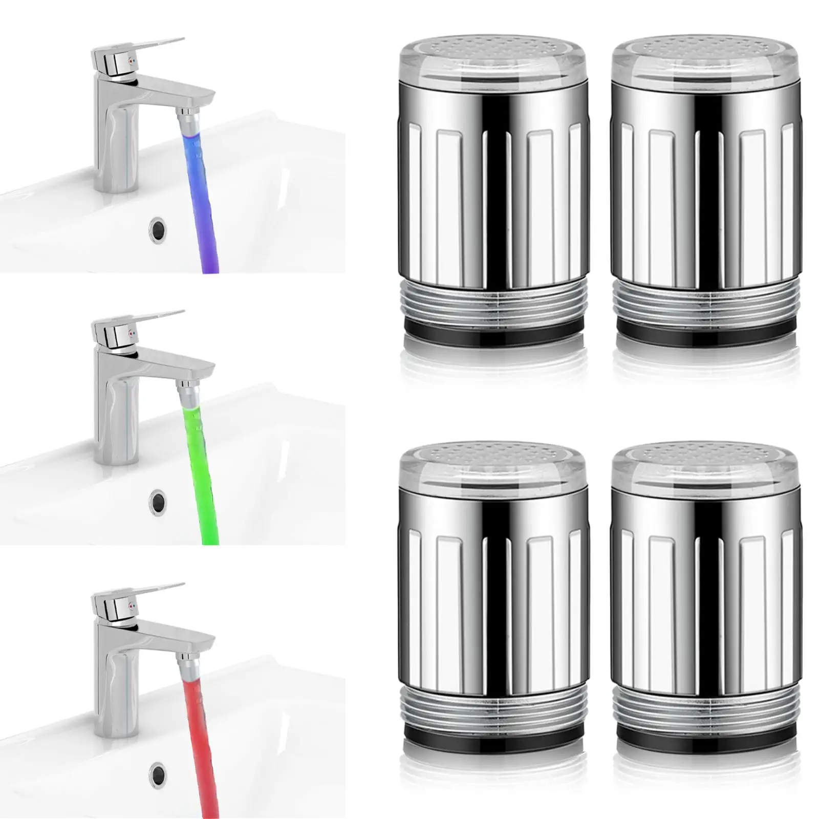 

Water Saving LED Faucet Light Automatic 3 Color Change Tap Aerator Nozzle for Kitchen Bathroom Sink Stream Glow Attachment