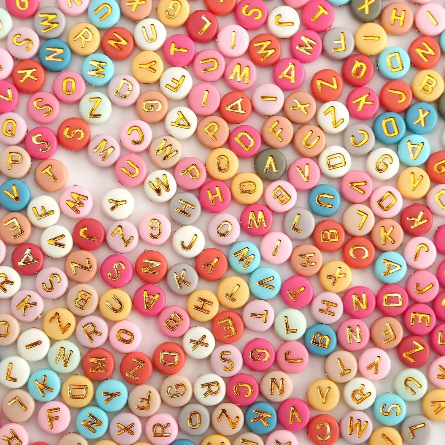 1000 Pieces/package 4X7MM Color + Gold Mixed Letters, Children's Jewelry DIY Loose Beads Span