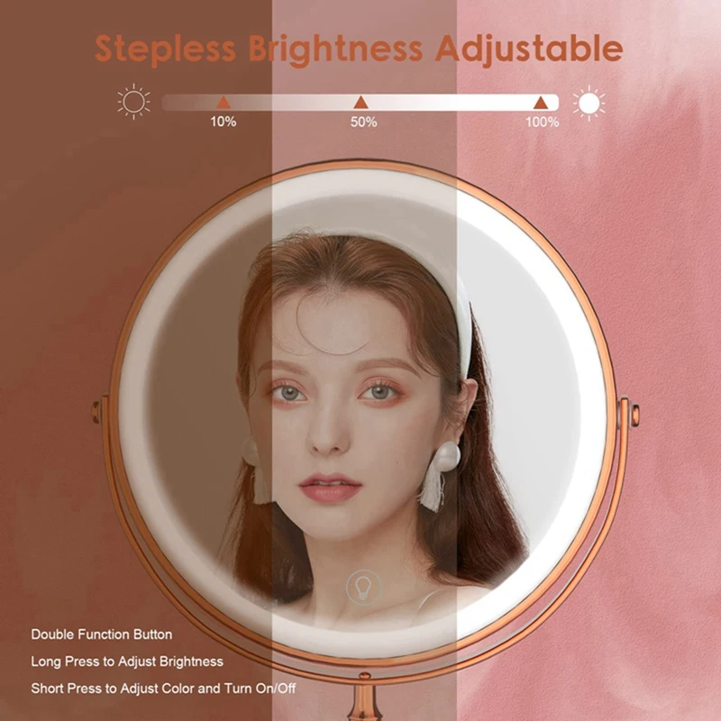 1 ชุด 10X LED กระจกขยายกระจกเครื่องสําอาง 2 ด้านความสว่าง 3 สี B