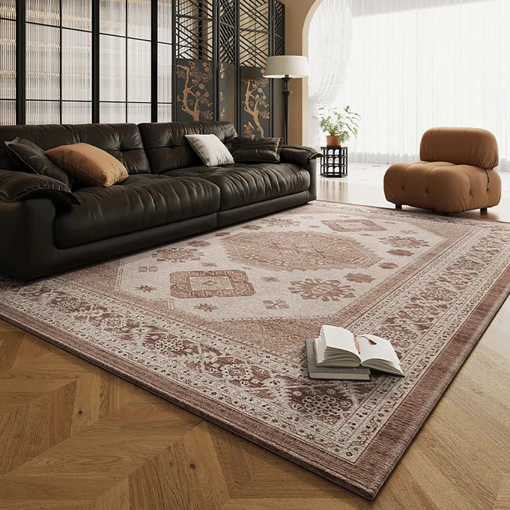 

VIKAMA Classic Boho Faux Wool Carpet - Vintage Bohemian Area Rug for Sofa, Bedroom & Bedside, Durable Non-Slip Mat Home Decor