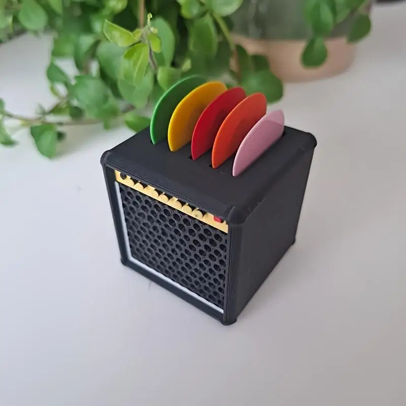 1Pc Vintage Speaker Guitar Pick Holder Portable Plastic Pick Storage Box - view 3