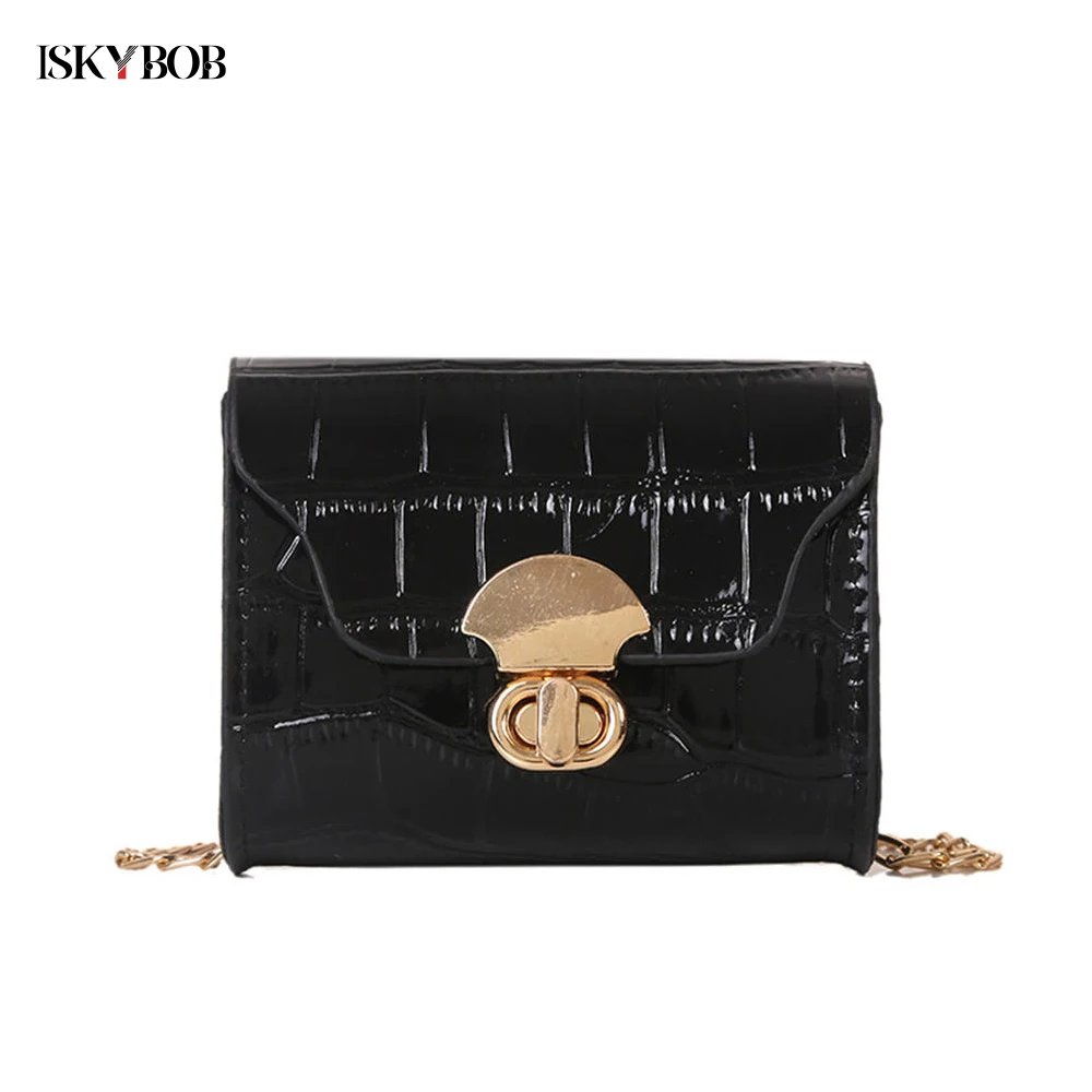 Mini PU Crossbody Bags para mulheres, bolsa monocromática, pequeno saco quadrado casual com fivela de metal, carteira pequena para meninas, moda