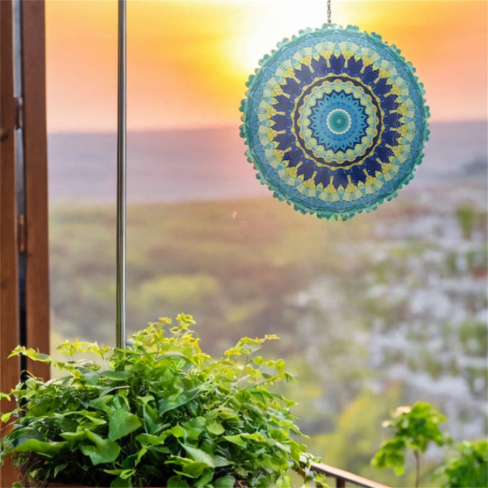 1 piece of 3D mandala decoration, 304 stainless steel engraving dynamic indoor and outdoor hanging cartouches