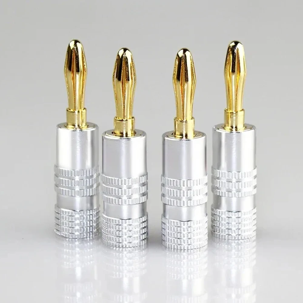 4mm Banana Plug Connector, 24K Gold Plated Speaker Plugs, 4mm Banana Jack to Binding Post for Audio Speaker Cable