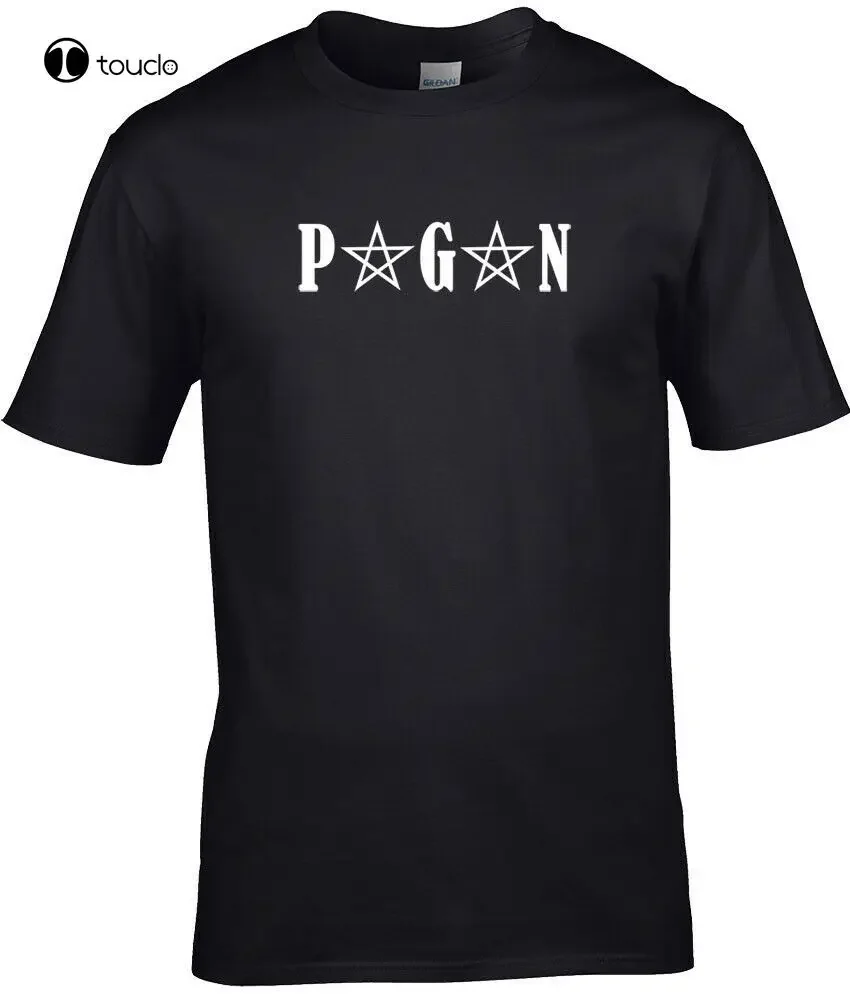 Pagan Shirt Pentagram Design Witchcraft Wiccan Mens Spiritual Black Shirt S-3Xl