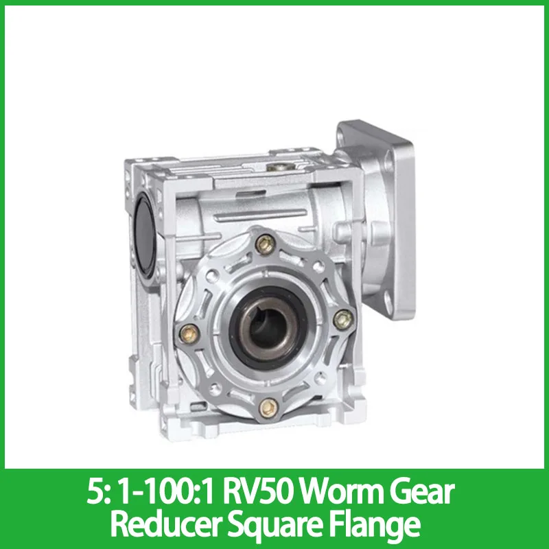 5: 1-100:1 RV50 Worm Gear Reducer Square Flange NMRV050 Reducer 90 Degree Gearbox Input Hole 19mm For Nema 42 Motor