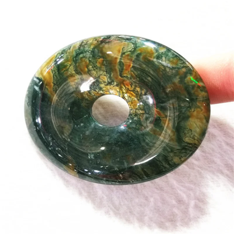 

Агат с водными растениями, внешняя цепочка мира, агатовый кулон, нефритовый