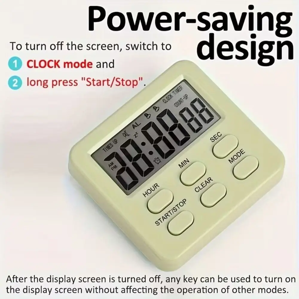 Hanging Hole Dual-Mode Digital Timer Magnetic Back Compact Countdown Timer Durable Large LCD Display Kitchen Timer Home Chefs
