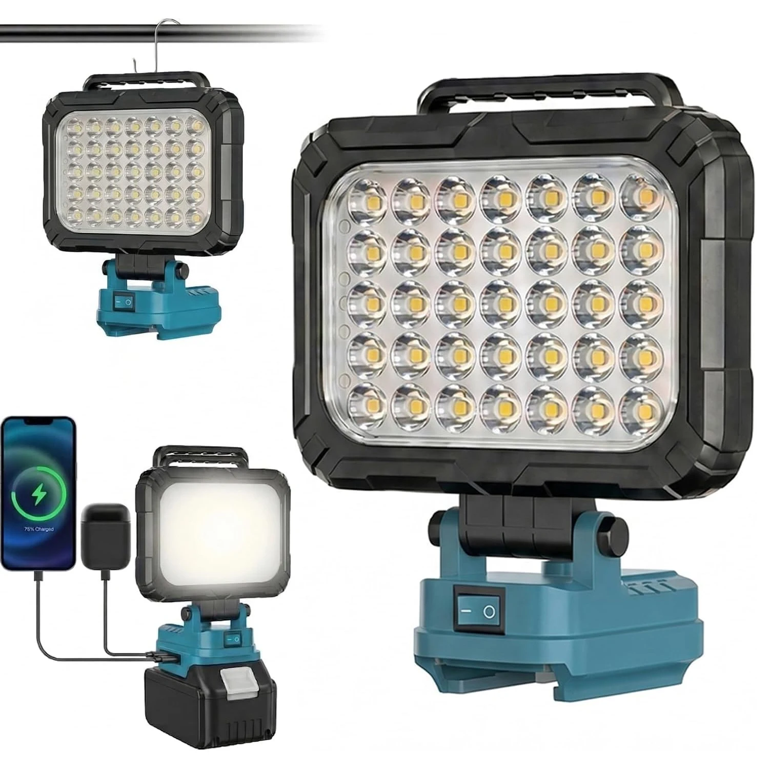 

Cordless 8in LED Work Light for Makita 18V Battery, Portable Flashlight Jobsite Light Spotlight Tool for Camping/Emergency