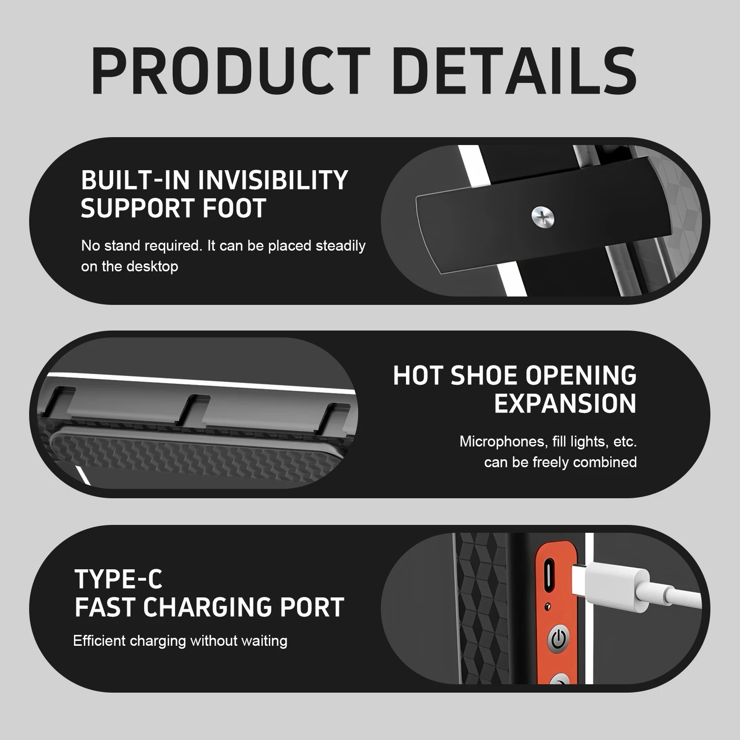 ضوء حلقة محمول، مجموعة إضاءة سيلفي محمولة باليد، ضوء مثبت فيديو للهاتف LED مع بطارية لتسجيل الفيديو الضوئي #5