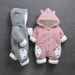 Autumn Winter Newborn Baby Clothes Bunny Baby Rompers Cotton Hoodie Newborn Girl Boy Cartoon Onesie Infant Costume Boys Outfits