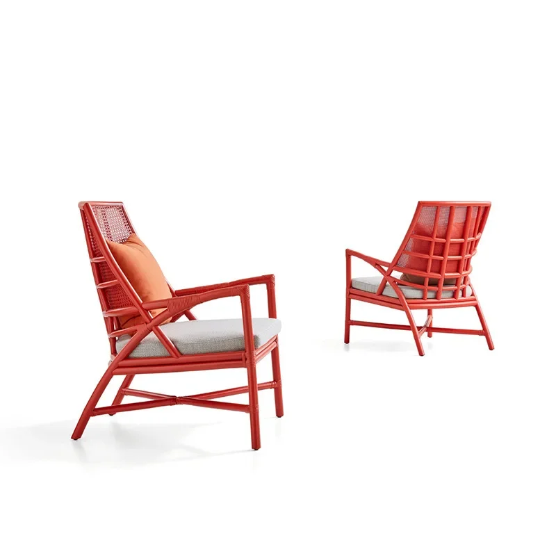 

Nordic modern simple sofa chair, full rattan woven sofa chair, can lie in the living room red leisure