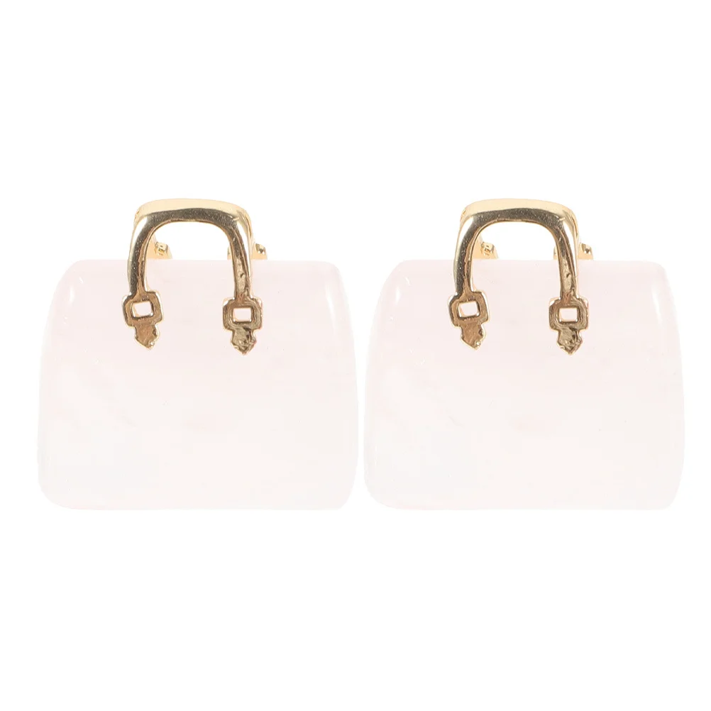

2Pcs Natural Crystal Pink Quartz Mini Handbag Sculpture Desk Decoration Unique Crystal Table Ornaments for Living Room