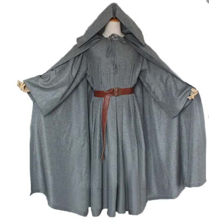 

Gandalf Cosplay Costume Men Sorcerer Uniform Thin Cotton and Linen Cape Hat Suit Halloweeen Party Performance Clothing
