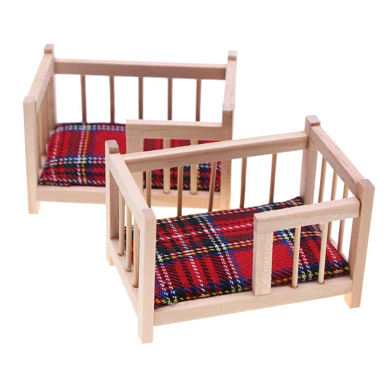 1Pcs 1:12 Puppenhaus Miniatur Baby Krippe Bett Babybett Möbel Modell Dekor Spielzeug Puppe Haus Zubehör