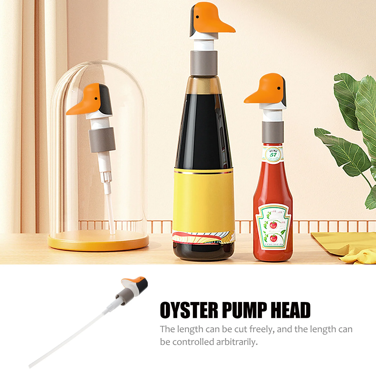 

Press Squeeze Pump Head Oyster Sauce Ketchup Nozzle Bottle Pump Abs Material Kitchen Gadget Penguin Shape Sealed Durable For Soy