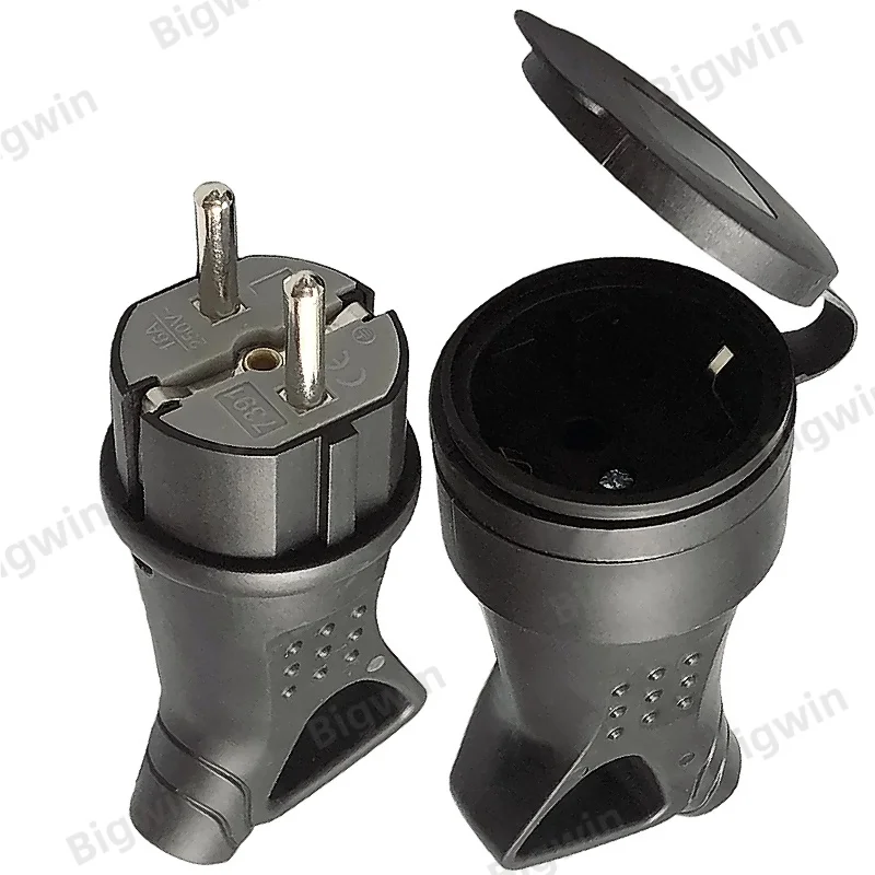 16A 250V EU Schuko Plug Socket Set IP44 Waterproof Outdoor Power Connector German Standard Male Female Extension Cable Coupler R