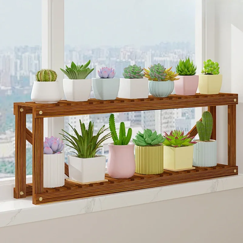 Pot Holder For Plants 2 Layers Window Seedling Shelf Succulent Flower Rack Indoor Furniture Storage stand Living Room Simple