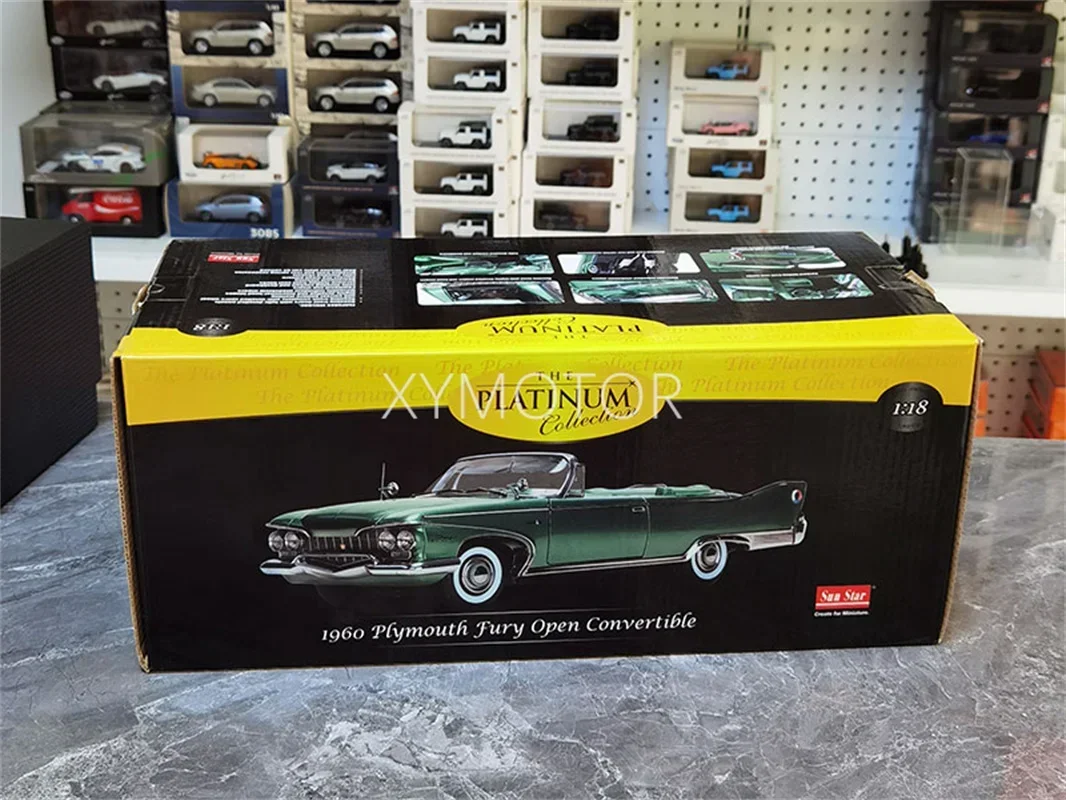 SunStar 1:18 For 1960 Plymouth Fury Open Convertible Diecast Model Car Toys Hobby Gifts Green Display Ornaments Collection