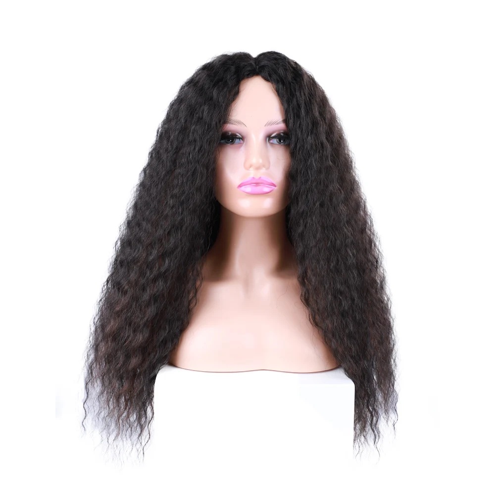 20 Inch Curly Synthetic Wigs Highlight Curly Synthetic Hair Scalp Wigs Curly Wigs for Women Black Curly Synthetic Wig Puffy Hair