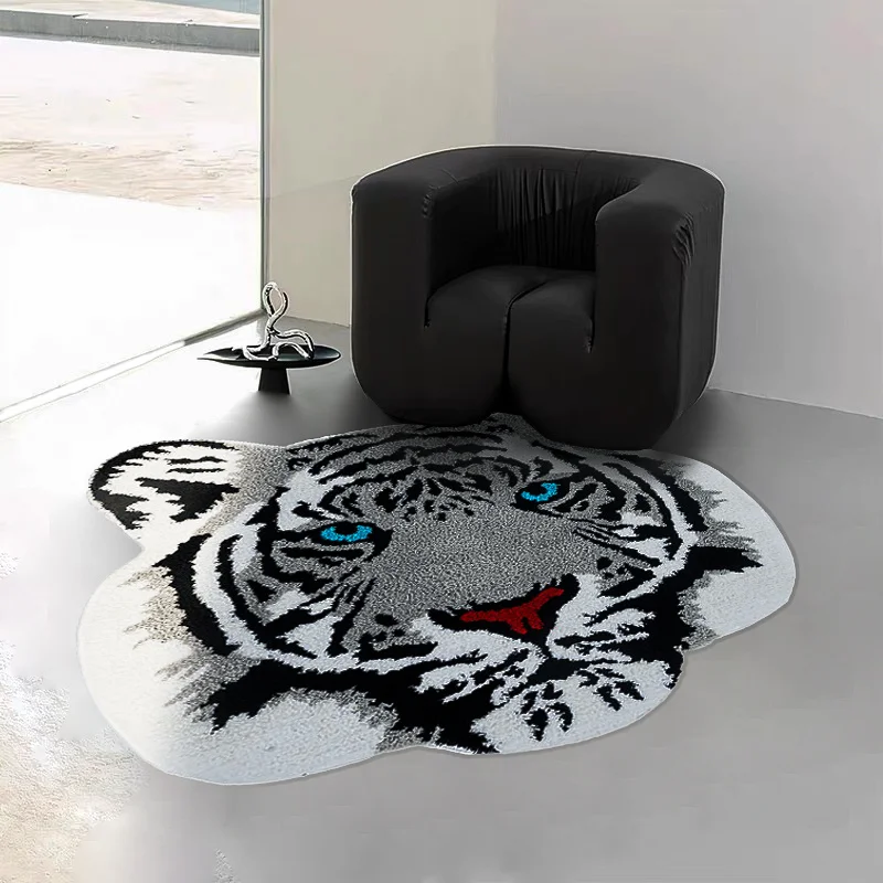 Creative Tiger Head Personality Carpet Interior Room Plush Comfort Rug Home Washable Animal Rugs Fluffy Soft Lounge Rug