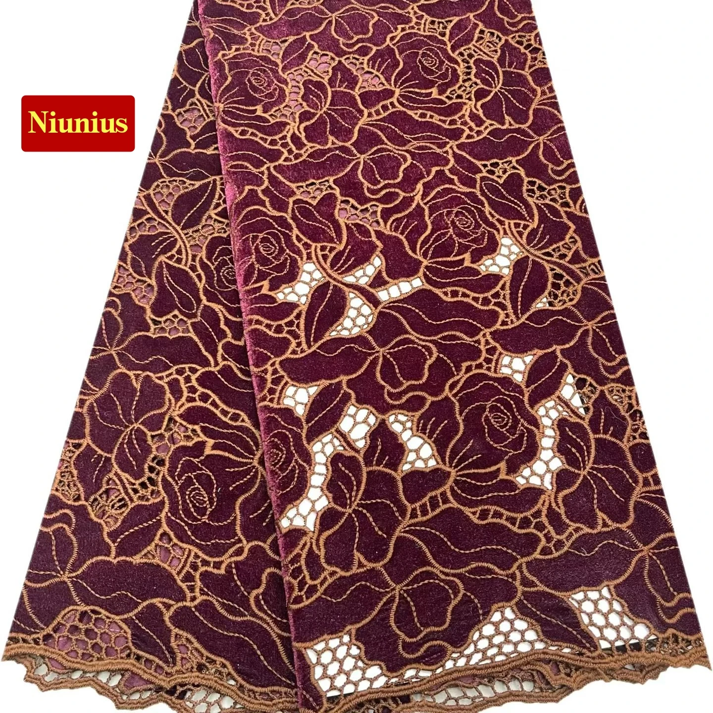 

5Yards Delicate Elegant Latest High Quality Very Soft Austria Embrodered Velvet Fabric For Party Evening Dress NN_2668Z