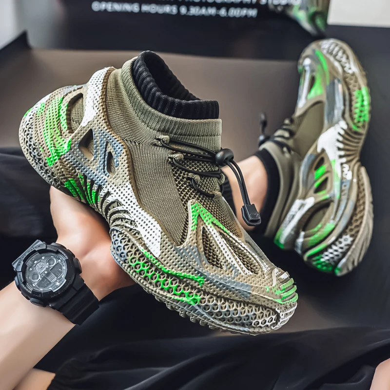 Men's Sports Running Black Jogging Shoes Casual Sports Shoes Outdoor Breathable Mesh Lightweight Shock-absorbing Socks Shoes