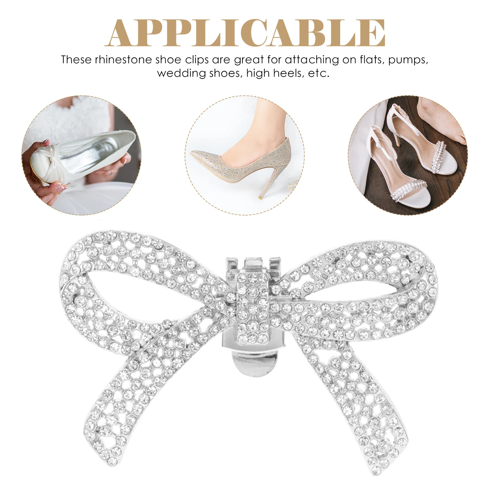 

Shoe Buckle Clip on Embellishments Flats Flower Clips Bow Tie Party Shoes Decoration Bridal Silver Crystal Woman
