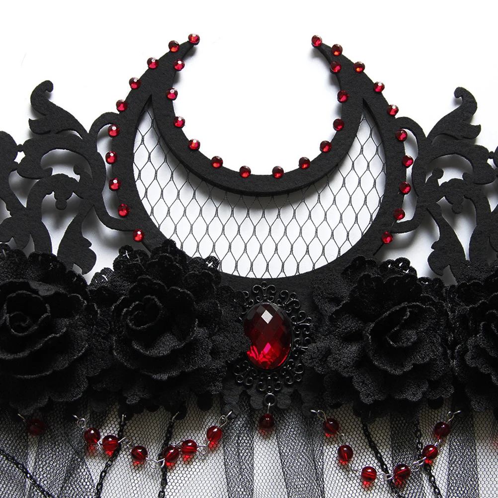 Gothic Crown Headwear with Black Veil for Halloween Costume Party Witch Masquerade Accessory Women Cosplay Stage Performance
