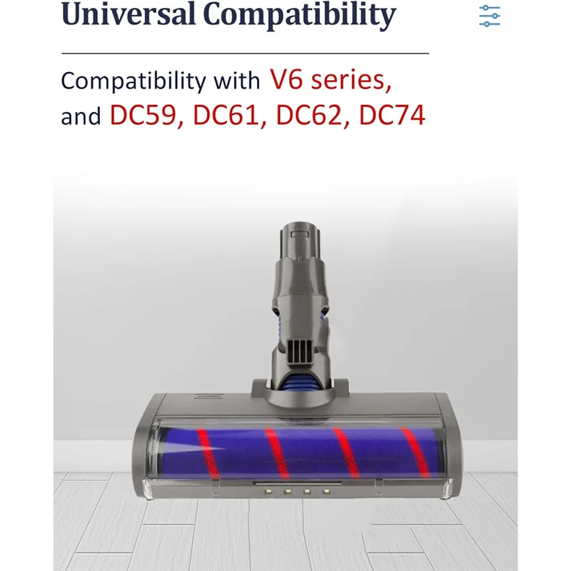 AA80-untuk Dyson V6 DC58 DC59 DC62 DC72 Pengganti Sikat Rol Lembut Tambahan Vakum dengan Lampu Debu untuk Pembersih Kayu Keras