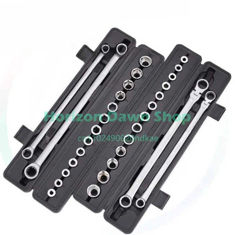 Suitable for Wrench Set Multi-specification  Sleeve Combination Fast Movable Head Plastic Box Dual-purpose