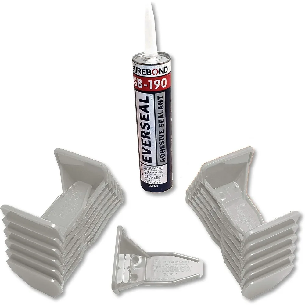 واقيات ثلج للسقف المموج من الفولاذ المعدني، طقم مكون من 25 قطعة مع لاصق، رمادي فاتح، حماية من الجليد للأسطح