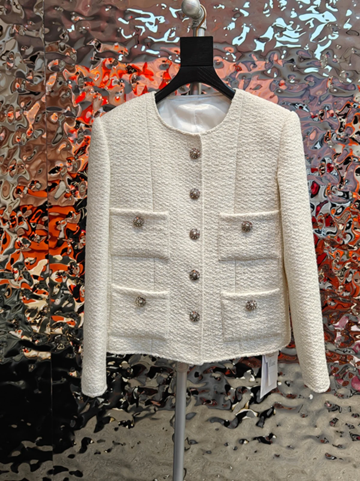 

Женское круглое пальто Ne ort Four kets Thiened Tweed, бежевого цвета, весна 2023, новая праздничная серия, женская верхняя одежда Faion