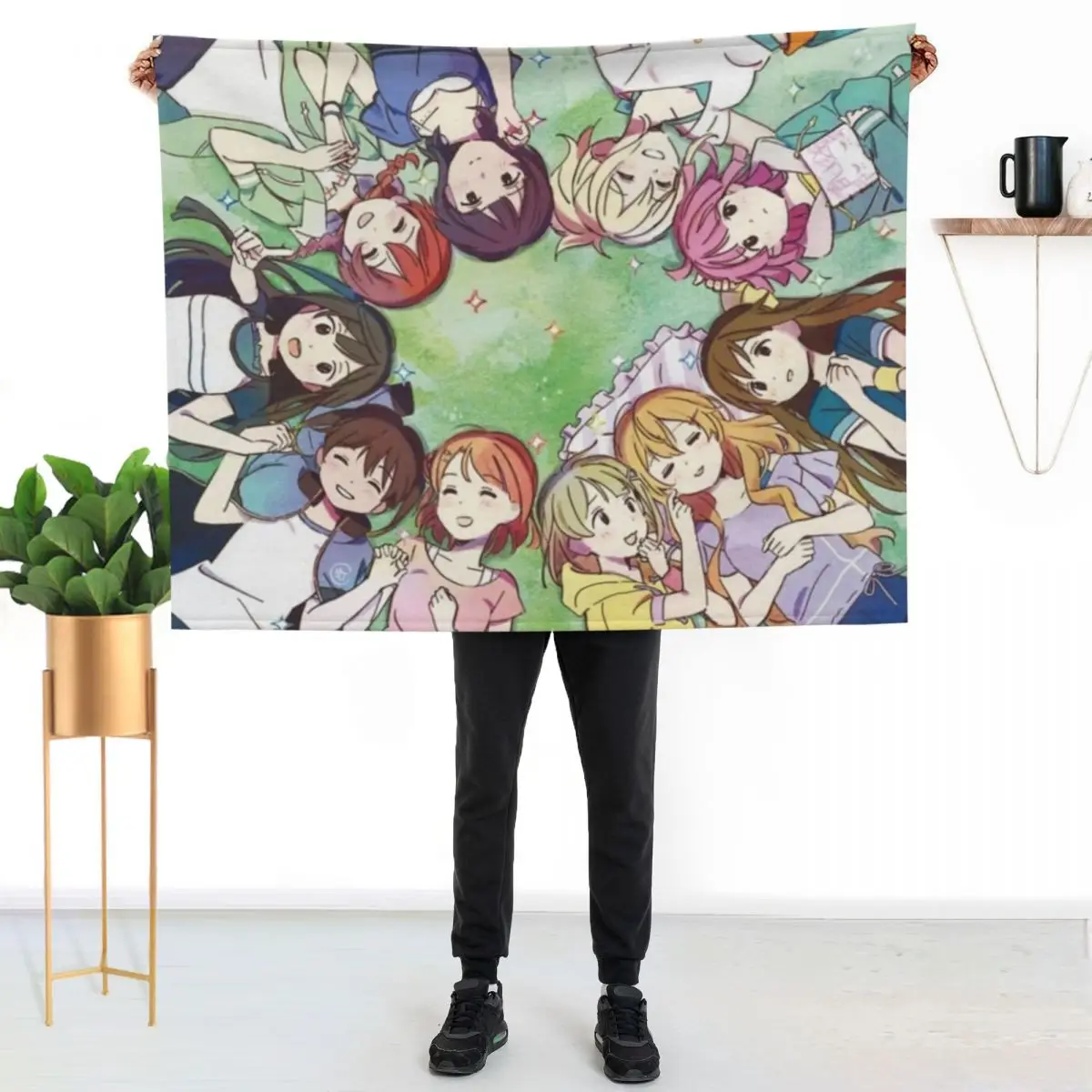 nijigasaki/ nijigaku laying on the grass together (magazine scan) Throw Blanket Quilt Cute Plaid Beach Decorative Sofa Blankets