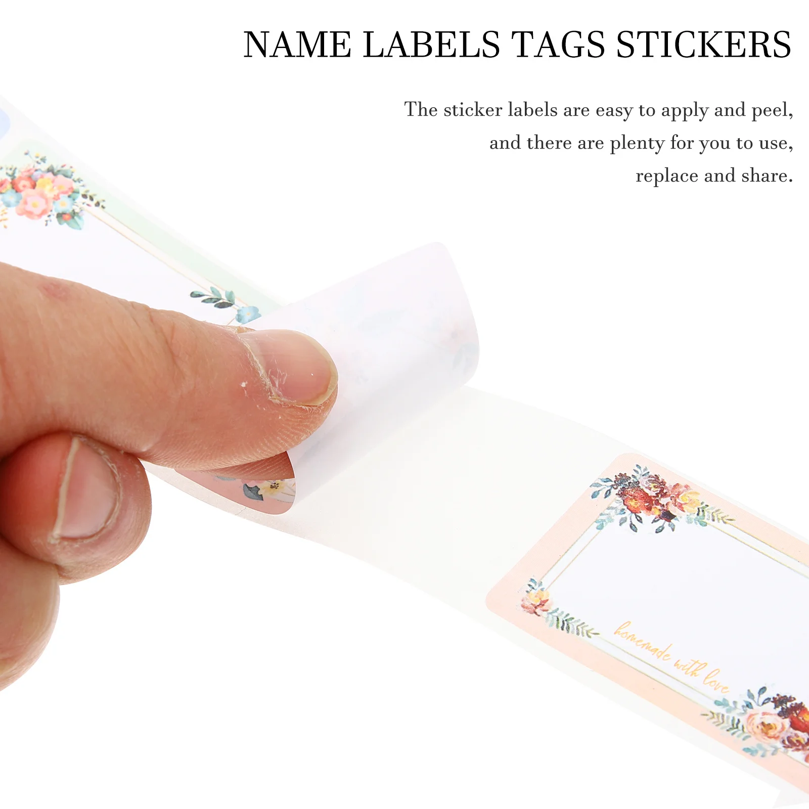 

3 Rolls Blank Floral Name Labels Stickers Large Writable Space for Jars Bottles Kitchen Home Restaurant Storage Management