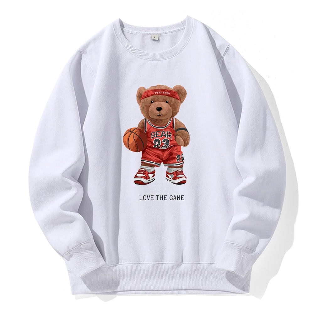 Teddy Bear 23 Love The Basketball Game Hoodies Men Fashion Novelty Casual Hooded Basic Oversized Sweatshirt Loose Fleece Hoody