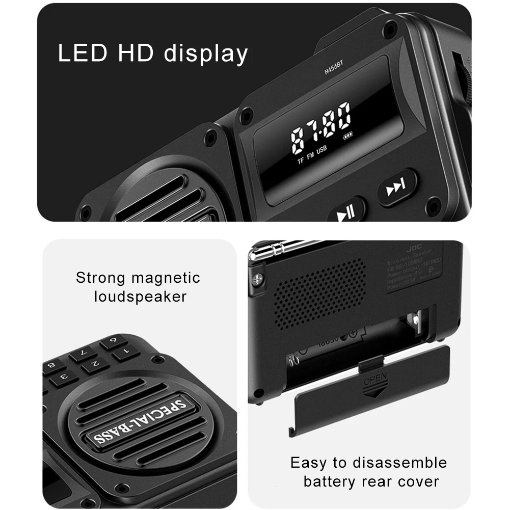 

Портативный цифровой FM-радио перезаряжаемый цифровой радиорекордер со светодиодным дисплеем BT 5.4 радиодинамик для домашних путешествий