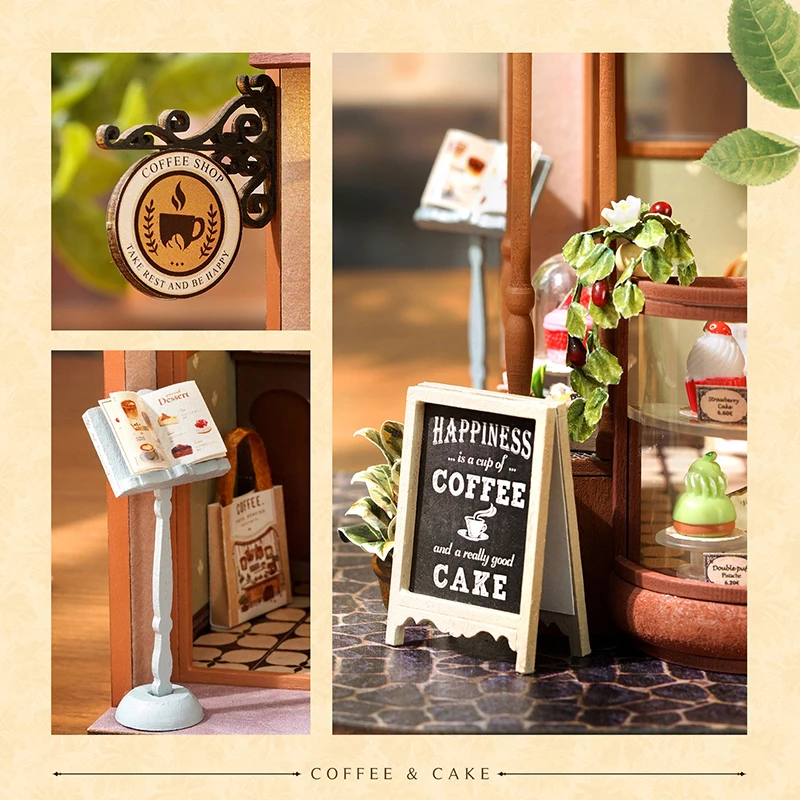 DIY Holz Puppenhaus Café Miniatur Möbel Kit Garten Musik Haus Montage Spielzeug für Kinder Erwachsene Weihnachtsgeschenk Casa